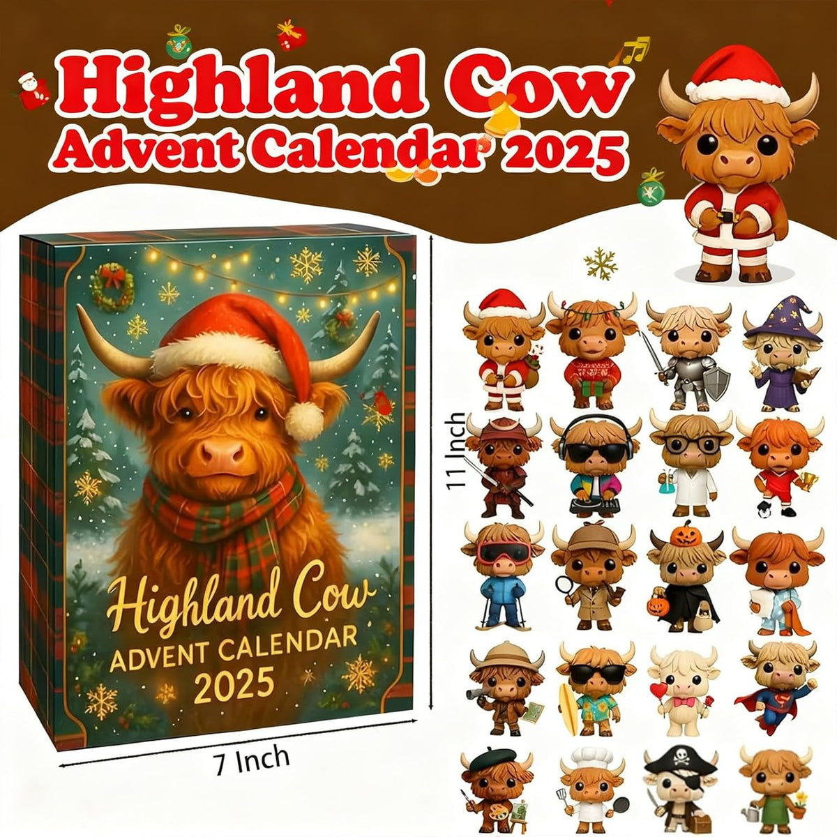 Highland Cow Christmas Advent Calendar