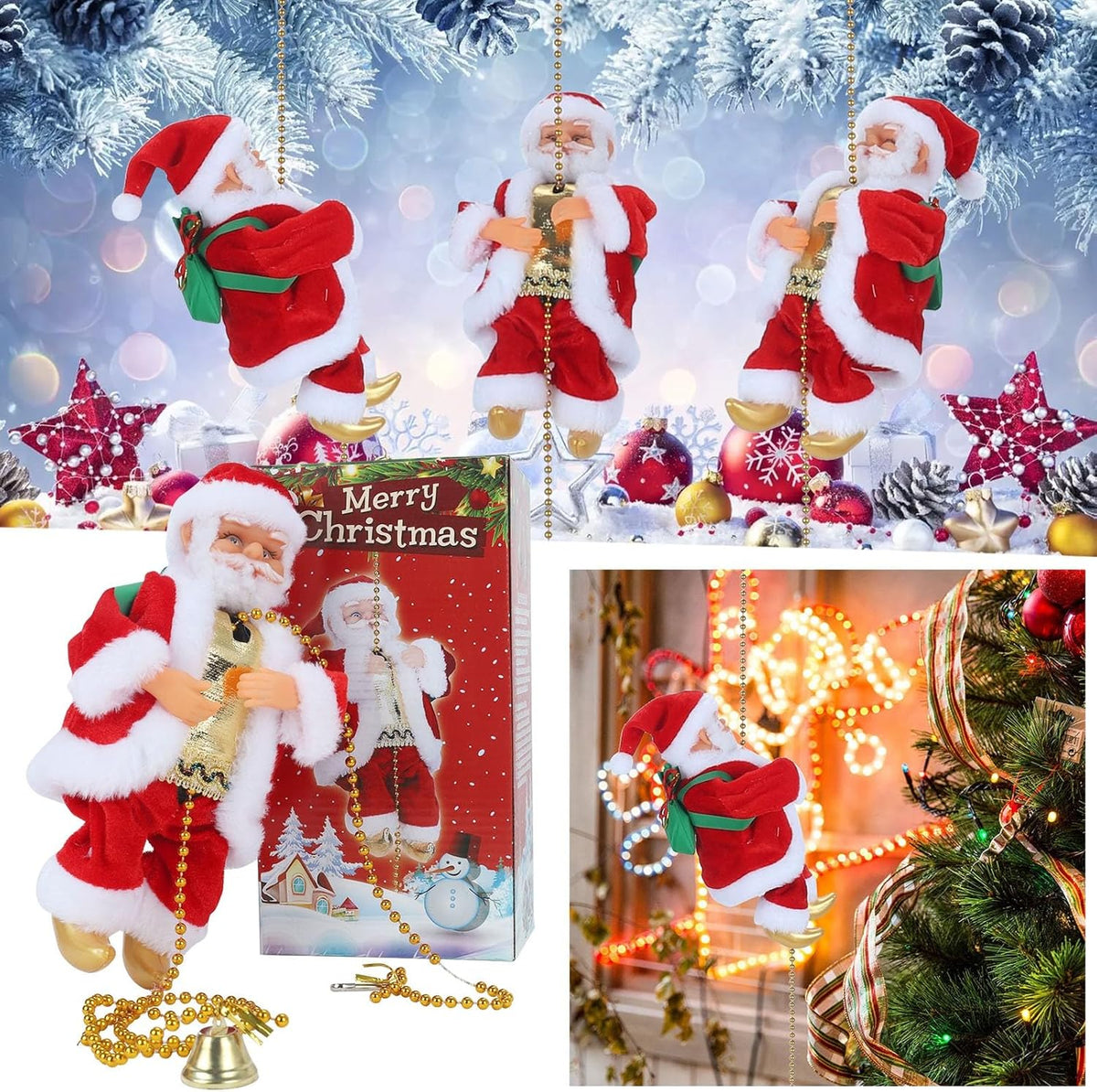 Musical Climbing Santa Claus – Light & Sound Christmas Decoration
